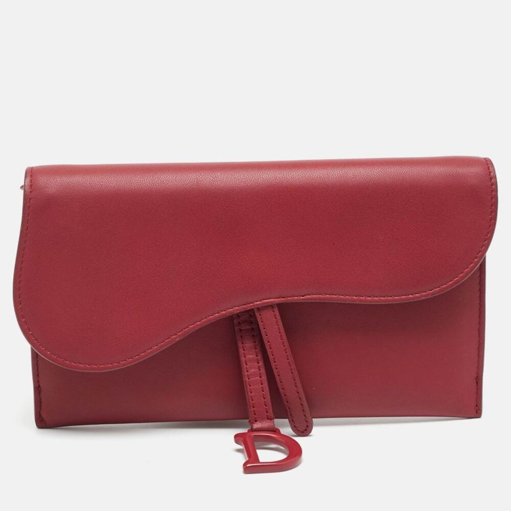 Dior Saddle Burgundy Leather Continental Wallet